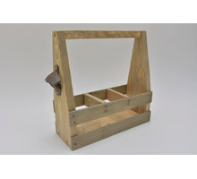 Crate w. handle and opener - 3 bottles 27x10x27cm Antique