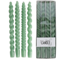Drip Dinner Candle Spiral Wax Green 10.2x2.7x31cm BOX/4