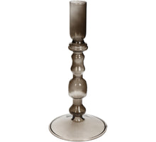 Candle Stick Glass Taupe 9x9x19.5cm