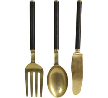 SET/3 Wall Decoration Cutlery Aluminium Gold 20x8x90cm