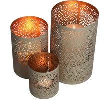 Candle Holder Beige Metal 13x13x20cm Set/3