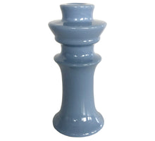 Candle Stick Fine Earthenware Blue 8x8x18cm
