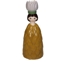 Candle Stick Flower Girl Dolomite Ochre 6.4x6.8x18cm