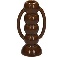 Candle Stick Fine Earthenware Brown 7.4x5.5x13.7cm