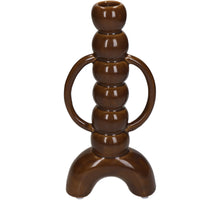 Candle Stick Fine Earthenware Brown 10x4.5x21.5cm
