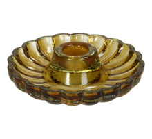 Candle Stick Glass Amber 11x11x3cm