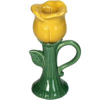 Candle Stick Rose Fine Earthenware Yellow 8.6x6.4x15.5cm