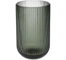 Tumbler Stripe Glass Grey 8x8x13cm