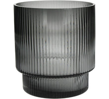 Vase Stripe Glass Grey 16x16x17cm