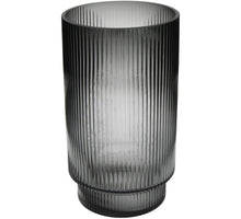 Vase Stripe Glass Grey 16x16x28cm