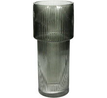 Vase Stripe Glass Grey 10.5x10.5x24.5cm