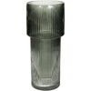 Vase Stripe Glass Gray 10.5x10.5x24.5cm