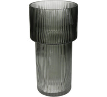 Vase Stripe Glass Grey 14.5x14.5x29cm
