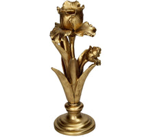 Candle Stick Iris Polyresin Gold 13x10x27cm