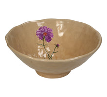 Bowl Flower Stoneware Beige 23.2x23.2x9.2cm