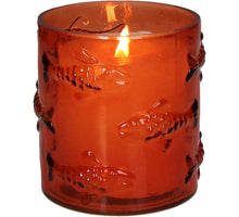 Candle Holder Fishes Glass Orange 9x9x10cm