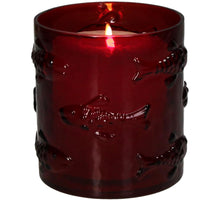 Candle Holder Fishes Glass Red 9x9x10cm