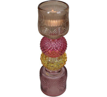 Candle Holder Glass Multi 7.5x7.5x23cm