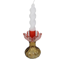 Candle Stick Flowers Glass Multi 7.5x7.5x11.5cm