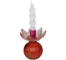 Candle Stick Flowers Glass Multi 10.9x10.9x14cm