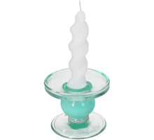 Candle Holder Glass Turquoise 9x9x7cm