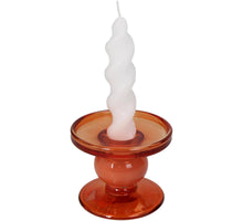 Candle Holder Glass Orange 9x9x7cm