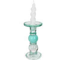 Candle Holder Glass Turquoise 9x9x17.5cm