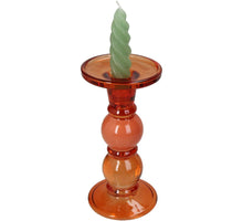 Candle Holder Glass Orange 9x9x17.5cm