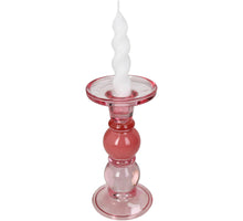 Candle Holder Glass Pink 9x9x17.5cm