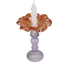 Candle Stick Glass Multi 14x14x19cm Orange-Lilac