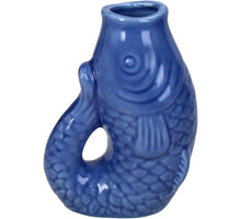 Vase Fish Stoneware Blue 8x5.5x11.3cm