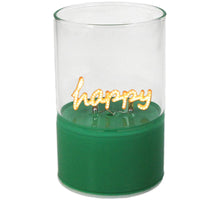 Decoration Light Happy LED Glass Green 6.5x6.5x10cm