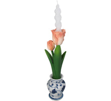 Candle Stick Tulip Polyresin Peach 9.5x9x31cm
