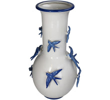 Vase Bird Stoneware Blue 25.5x25.5x51.5cm