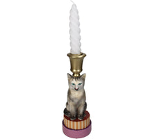 Candle Stick Cat Polyresin Multi 8.5x8.5x22cm