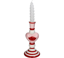 Candle Stick Heart Stoneware  Pink 9.5x9.5x19.8cm