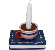 Candle Stick Cup on Book Dolomite Multi 15.3x11.7x7.6cm