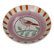 Bowl Bird and Stripes Stoneware Multi 17.5x17.5x3.8cm