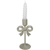Candle Stick Bow Metal Ivory 10.5x8.5x20.5cm