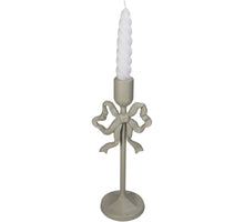 Candle Stick Bow Metal Ivory 10x8.5x25.5cm