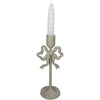 Candle Stick Bow Metal Ivory 10x8.5x25.5cm