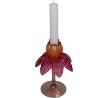 Candlestick flower glass multi 11x11x17cm