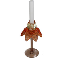 Candlestick flower glass multi 11x11x21.8cm