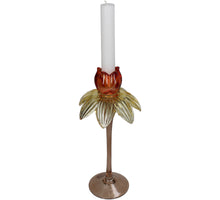 Candlestick flower glass multi 11x11x25cm