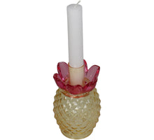 Candle stick ananas glas multi 7.5x7.5x13.5cm Yellow