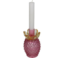 Candle stick ananas glas multi 7.5x7.5x13.5cm Pink