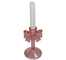Candle Stick Bow Glass Pink 8.5x8.5x15cm