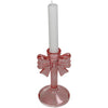 Candle Stick Bow Glass Pink 8.5x8.5x15cm