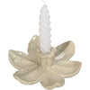 Candle Stick Flower Stoneware Beige 17x17x4.5cm