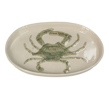 Plate Crab Stoneware Green 28.8x18x2.5cm